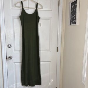 NEW Aerie Green Ribbed Stretch Bodycon Sleeveless Maxi Dress Sz Medium Drop Back